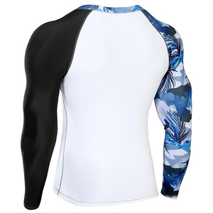 Wholesale <b>Men</b> Long Sleeve Rash Guard <b>Compression</b> <b>Shirt</b> Graphic Print UV Protection OEM Supplier - Product Image 5