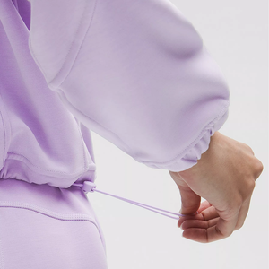 Sudadera de lavanda con media cremallera, oversize, para mujer, de punto polar, top corto, conjunto de chándal, ropa al por mayor - Product Image 4