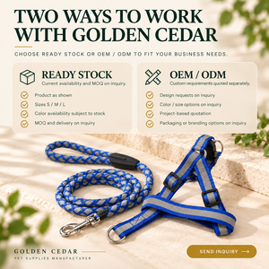Reflective <b>Dog</b> <b>Harness</b> and Braided Rope Leash Set Adjustable Polyester Webbing 120cm <b>Dog</b> Walking Set Wholesale Copy Title - Product Image 6