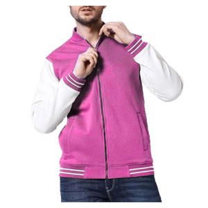 Men Varsity <b>Jacket</b> Polyester/Cotton Material Washed Finish Zipper Spring Stand Collar Front Logo printing men varsity <b>jacket</b> - Product Image 6