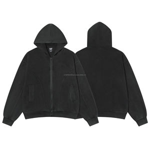 Sudadera con Capucha Estilo Urbano Americano para Hombre, Primavera, Nueva, Lavada, con Cierre, Holgada, de Punto, para Otoño, Personalizable - Product Image 5