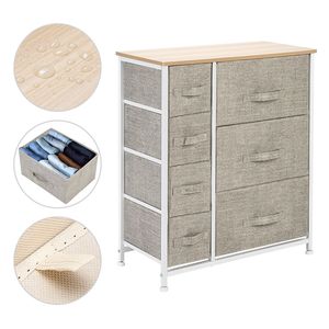 Cassettiera Stile Fattoria con 7 Cassetti, Unità di Stoccaggio per Camera da Letto, Corridoio, Armadio, Ufficio, Struttura in Acciaio e Piano in Legno - Product Image 4