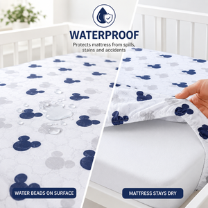 100% Organic Cotton Waterproof Fitted Crib Sheet | Knitted Baby Sheet with Animal/Plant Patterns Soft Breathable Premium Quality - Product Image 3