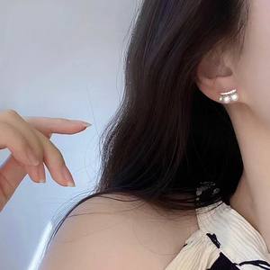 Boucles d'oreilles en argent S925, élégantes, douces, en perles d'eau douce, bijoux personnalisés, luxe léger - Product Image 4