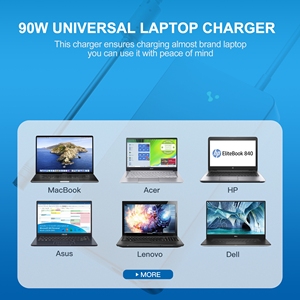 อะแดปเตอร์แปลงไฟแบบบาง 90W สำหรับแล็ปท็อป รองรับ 5-20V PD USB ใช้ได้กับ HP Lenovo Dell ASUS Acer <span class=keywords><strong>Samsung</strong></span> Sony Toshiba พร้อมหัวต่อ 16 แบบ - Product Image 6