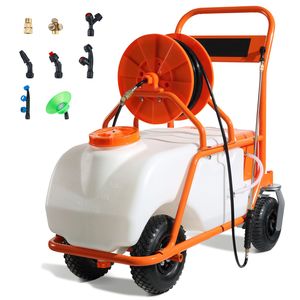 Electric 15 Gallon Lawn <b>Sprayer</b> with 8 Nozzles 2 Wands 0-90 PSI Adjustable Pressure Battery <b>Powered</b> Cart <b>Sprayer</b> with Wheels - Product Image 4