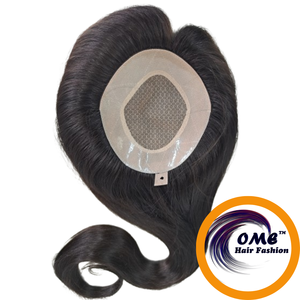 Premium femmes Remy cheveux indiens avant de lacet perruque vague naturelle Topper Base en soie 100% densité noeuds blanchis pour la perte de cheveux - Product Image 6