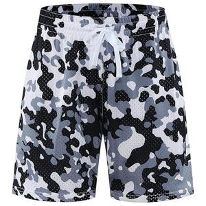 Pantalones Cortos Deportivos Casuales para Hombre, con Cordón, 100% Poliéster, Lona de 160g, Tejido Antiviento, Cintura Media, Bolsillos con Impresión Digital, Transpirables - Product Image 1