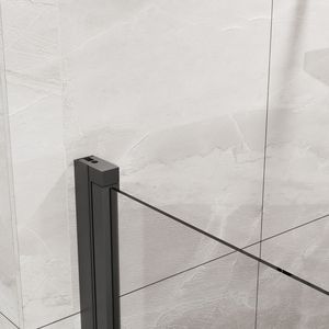 Porta Doccia Scorrevole Goodyo 34"x72" Finitura Nera, Vetro Temperato Spessore 1/4 di Pollice, Design Semi Senza Telaio con Perno Girevole - Product Image 6