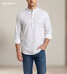 Best Fabric Cotton with Soild Full-Sleeve Short-<b>Kurta</b> Collection Manufacturer from India Online Shopping India - Product Image 2