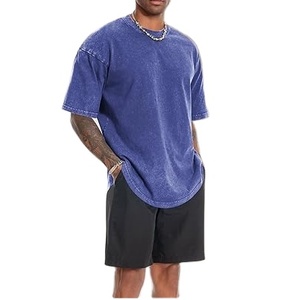 Solid Color <b>Blank</b> Crew Neck Top Quality Oversize T-Shirts Drop Shoulder Heavy <b>Weight</b> Breathable Plus Size Men Clothing T-shirt - Product Image 5