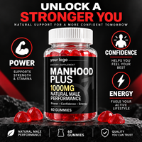 Manhood Plus Gummies pour la Performance Masculine 1000mg Soutien Énergie et Vitalité 60 Comprimés Marque Privée OEM ODM Complément Alimentaire