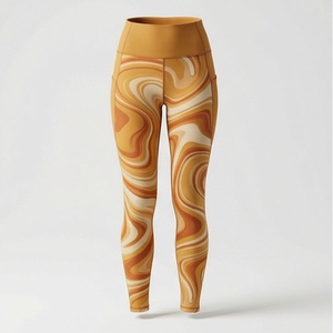 Leggings de sport taille haute pour femme, couleur personnalisable, sans couture, effet froncé aux fesses, en tissu tricoté, pour entraînement, fitness et gym - Product Image 1