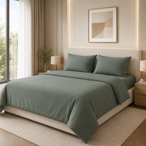 ผ้าปูที่นอนไม้ไผ่สีเขียวหมอก 300TC เป็นมิตรกับสิ่งแวดล้อม |   ชุดเครื่องนอนโรงแรมหรูหรา ระบายอากาศได้ดี นุ่มสบาย ไม่ยับง่าย - Product Image 1