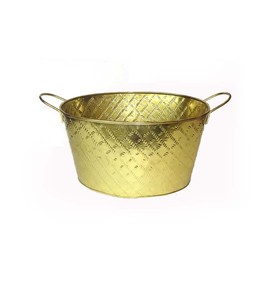 Seau à glace en métal résistant à la rouille avec base bleue et poignées en corde, style industriel, bac à boissons rond pour les fêtes - Product Image 5