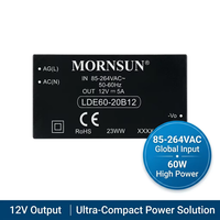 Alimentation électrique Mornsun LDE60-20B12 12V 5A, convertisseur AC/DC 12V, isolation 85-264VAC 4000VAC, module compact