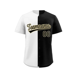 Maillot de baseball personnalisé d'hiver, écologique, sublimé, pour homme, manches courtes, boutonné, blocs de couleur, nom et numéro de l'équipe, logo avant - Product Image 4