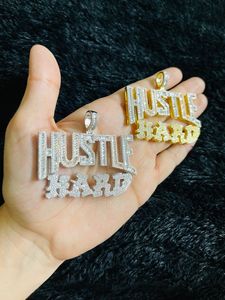 Pendentif Lettre 'Hustle Hard' en Argent 925 Plaqué Rhodium, Moissanite, Style Hip Hop, Unisexe, Pour Usage Quotidien - Product Image 2