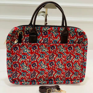 Sac pour ordinateur portable pour femme, imprimé Jaipuri exclusif, bleu zigzag moderne - Product Image 1