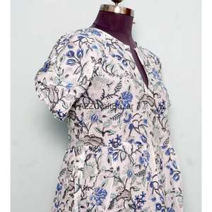 Vestido de Fiesta Formal para Mujer, Estilo Recto, Largo Midi, Cuello Único, Algodón, Estampado Floral, Casual - Product Image 5