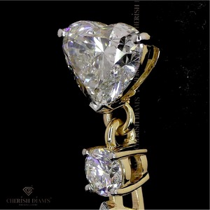 Stylish Tri Drop Solitaire Lab <b>Diamond</b> <b>Earrings</b> in 14K Yellow Gold Multi Shape 4.09-6.07ct IGI Certified for Women - Product Image 2