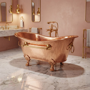 Baignoire rustique à double paroi martelée offrant une vue sur les crêtes enneigées. Le luxe pur de la montagne disponible à prix de gros. - Product Image 3