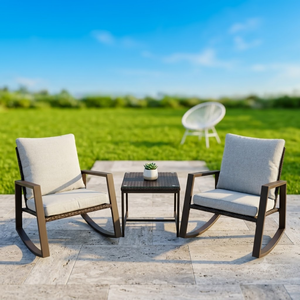Conjunto de Muebles de Patio de Acero Resistente de 3 Piezas, Acabado Negro Mate Antioxidante, para Balcón, Terraza o Jardín - Product Image 1