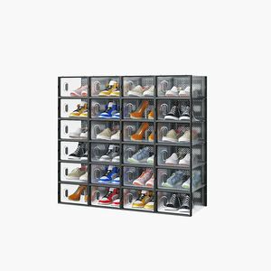 24-Piece Black Shoe Storage Box Set 33x23x14cm Plastic Mesh and Stackable Design Small 24-Piece Shoe Boxes & Organisers - Product Image 2