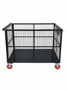 Chariot de rangement en acier noir avec quatre roues, chariot mobile pour la manutention des matériaux - Product Image 5
