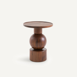 Simple Round Wood Coffee <b>Table</b> With Tapered Base Scandinavian Design Handmade Living Room Furniture <b>Vintage</b> End And <b>Side</b> <b>Table</b> - Product Image 6