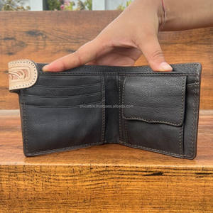 Porte-cartes minimaliste et mince, portefeuille en cuir véritable super fin pour hommes, porte-monnaie à deux volets avec magnétisme, vente en gros - Product Image 5