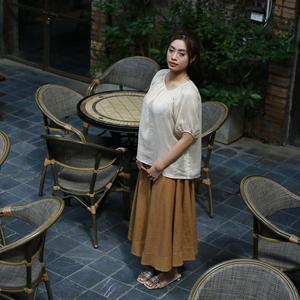 Relaxed Elegant Casual Women <b>Maxi</b> <b>Skirt</b> With Relaxed Silhouette Gracefully Draping Style - Product Image 4