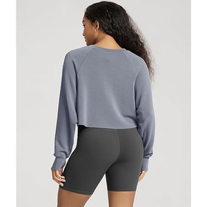 Sudadera de Cuello Redondo para Mujer, Hecha a Medida, de Alta Calidad, 100% Algodón, Estilo Casual, Urbana, Corta, 360g, Manga Larga - Product Image 4