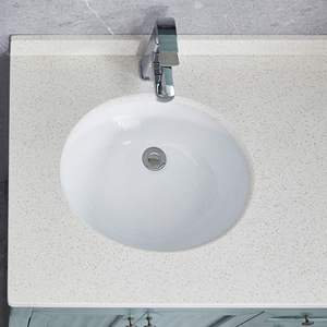 Lavabo de baño bajo encimera ovalado blanco con función de desbordamiento - Product Image 4