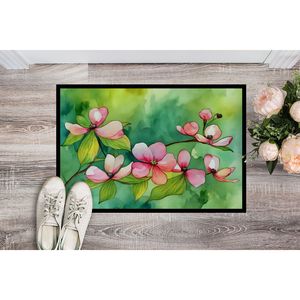 Virginia American Dogwood Watercolor Doormat Non-Slip <b>Indoor</b> Outdoor Entryway Rug 24H X 36W Low Pile Washable Front <b>Door</b> <b>Mat</b> - Product Image 2