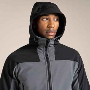Men's Black Gray Hooded Snow <b>Overalls</b> Waterproof Zipper Closure <b>Winter</b> Sporty Fit Polyester Shell Regular Length OEM Outerwear - Product Image 6