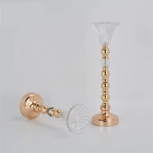 Vase à fleurs traditionnel en métal pour table avec perles de cristal, centre de table décoratif pour mariage, haute qualité - Product Image 2