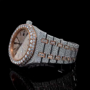 Montre mécanique en acier inoxydable avec cadran en verre Moissanite, clarté VVS, fabrication artisanale de luxe, résistante à l'eau 30 bars pour hommes - Product Image 2