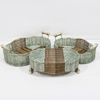 Ensemble de plateaux de service en polyrotin écologique, lot de 3, tissés à la main, couleur et taille personnalisables pour la cuisine, la salle à manger et la présentation