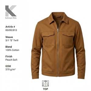Kohinoor Mills Men's 100% Cotton Twill Work Jacket 370GSM Zipper Front Solid Color <b>Top</b> - Product Image 1