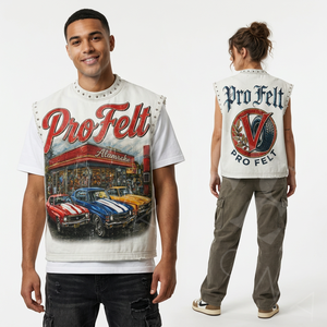 Débardeur en coton 100% de haute qualité, style streetwear tendance, coupe musclée, imprimé personnalisé, orné de strass - Product Image 2