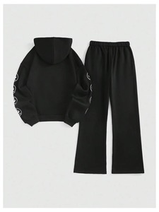 Bulk Wholesale Winter Unisex Acid Wash <b>Plus</b> <b>Size</b> Tracksuit 320gsm Loose Fit Rhinestone Heat-Transfer Printing <b>Jogger</b> <b>Set</b> - Product Image 3