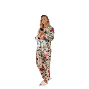 Pyjama Floral pur coton PJ ensemble Pijamas ensemble vêtements de nuit doux coton nuit costume demoiselle d'honneur PJ's salon porter Spaghetti sangle