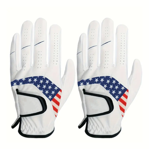 Guante de Golf Transpirable Antideslizante con Logotipo Personalizado, para Zurdos, con Bandera Americana, Guante Blanco de Cuero PU, Proveedores OEM, Venta al Por Mayor - Product Image 2