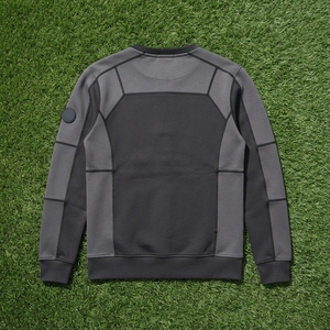 Mens Black <b>Grey</b> Panel Crewneck <b>Sweatshirt</b> Technical Casual Streetwear Pullover Long Sleeve Top - Product Image 6