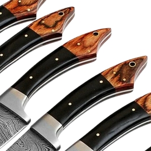 Juego de Cuchillos de Cocina de Damasco Forjados a Mano de 8 Piezas Personalizados, Juego de Cuchillos Profesionales para Chef con Mango de Madera y Cuerno, Venta al por Mayor OEM ODM - Product Image 3