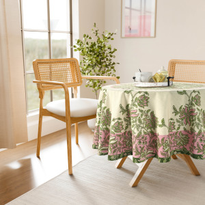 Tablecloth 100% Cotton High GSM Floral <b>Table</b> <b>Cover</b> Washable Decorative Linen for Home Camping Outdoor Picnic Dining <b>Table</b> - Product Image 1