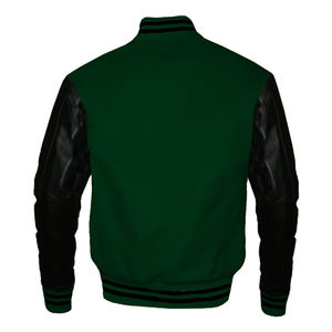 Veste universitaire personnalisée de qualité supérieure, corps en laine bordeaux avec manches en cuir blanc et décoration brodée - Product Image 5