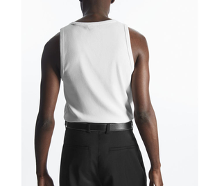 <b>Men's</b> <b>White</b> Knitted Tank Top Solid Color O-Neck Sleeveless Casual Wear - Product Image 3