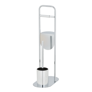 Porte-papier toilette moderne sur pied en acier avec base ovale et design à niveaux, accessoire de salle de bain - Product Image 3